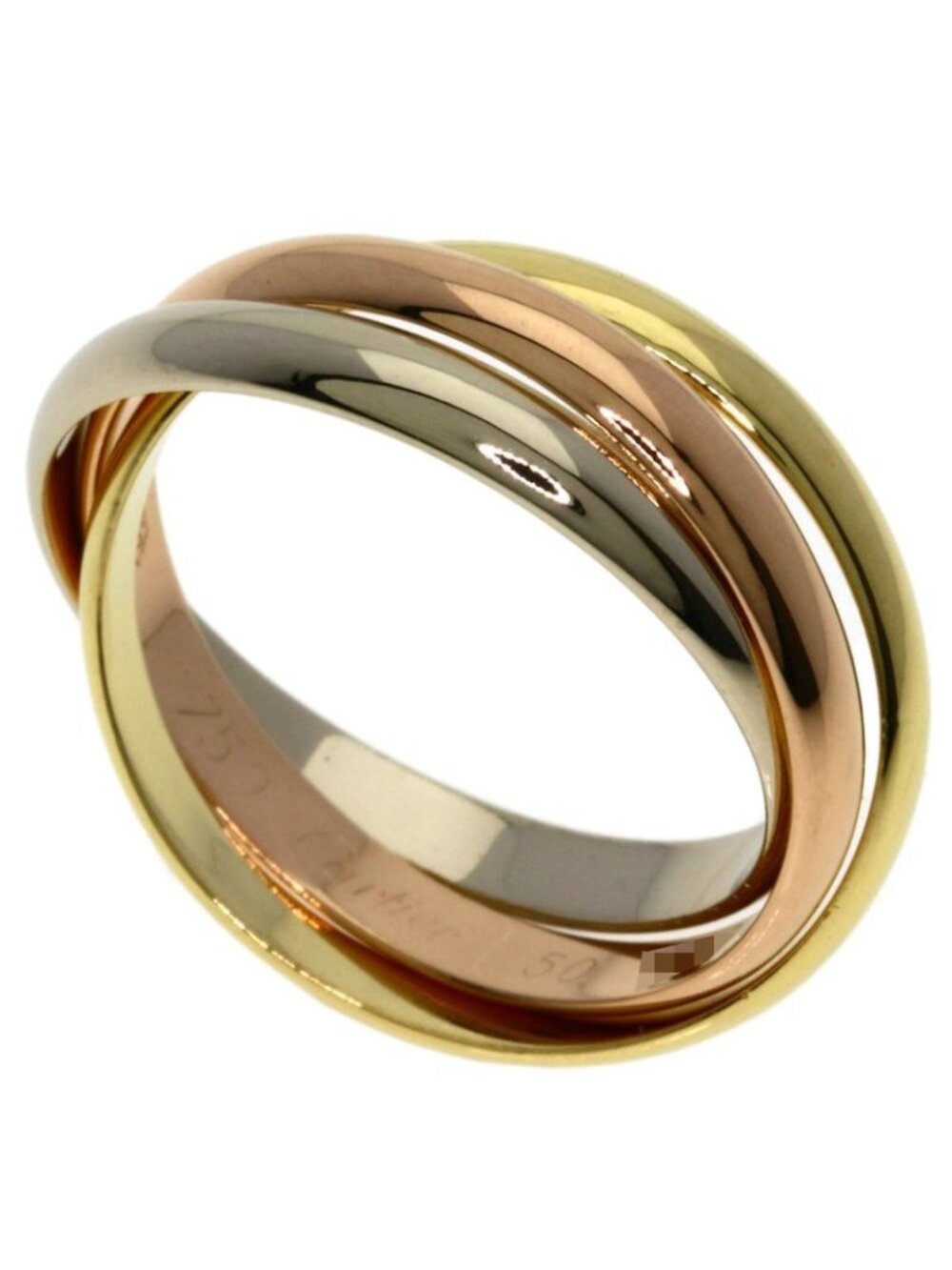 Cartier Trinity SM 50 Ring 18K Yellow Gold White Pink